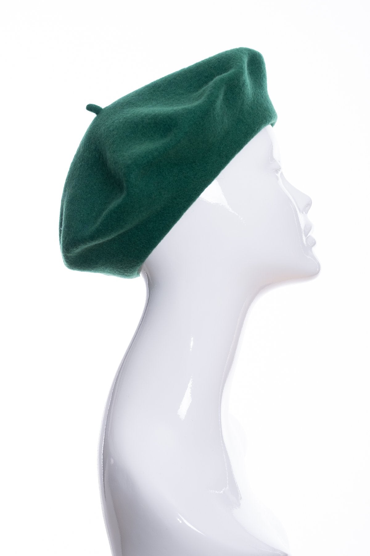 Kopka merino wool classic beret, emerald, side view