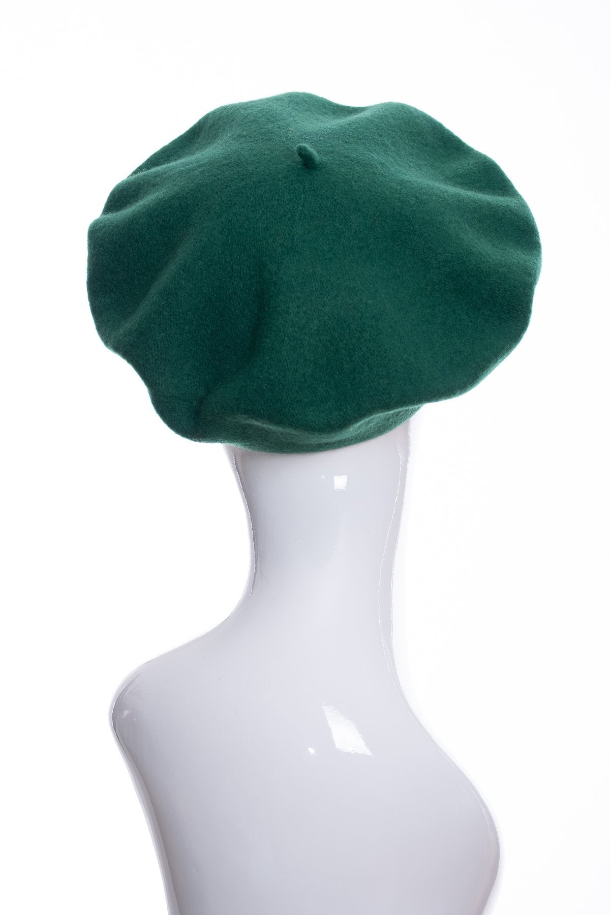 Kopka merino wool classic beret, emerald, rear view