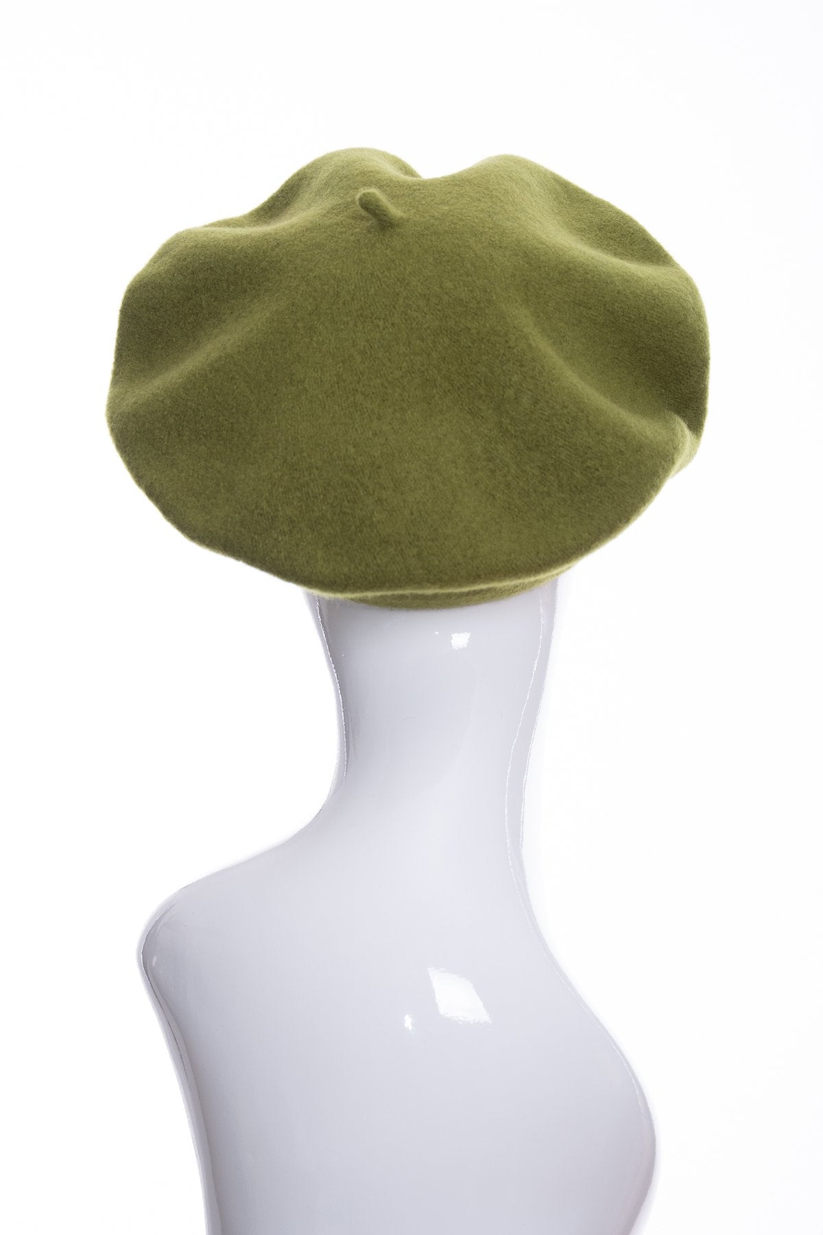 Kopka merino wool classic beret, olive, rear view