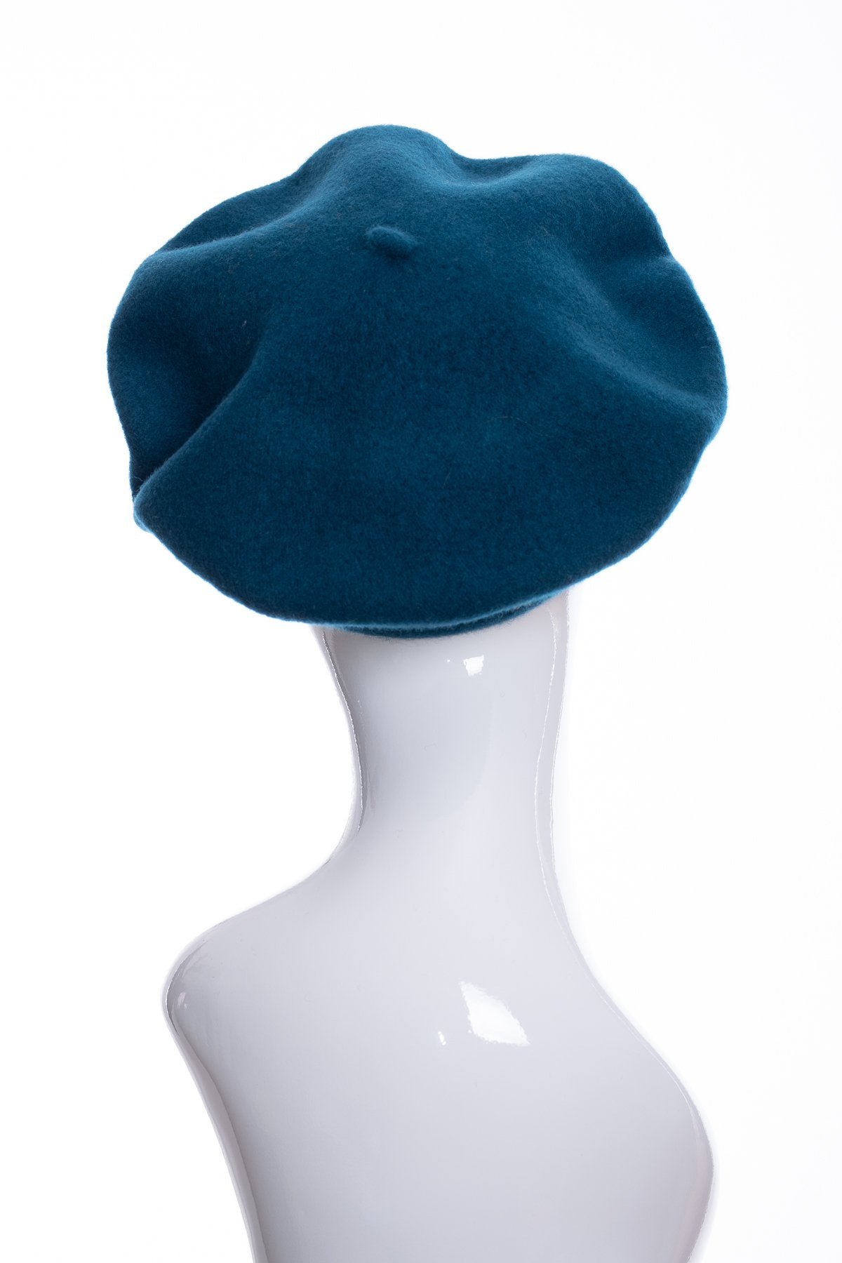Kopka merino wool classic beret, peacock, rear view