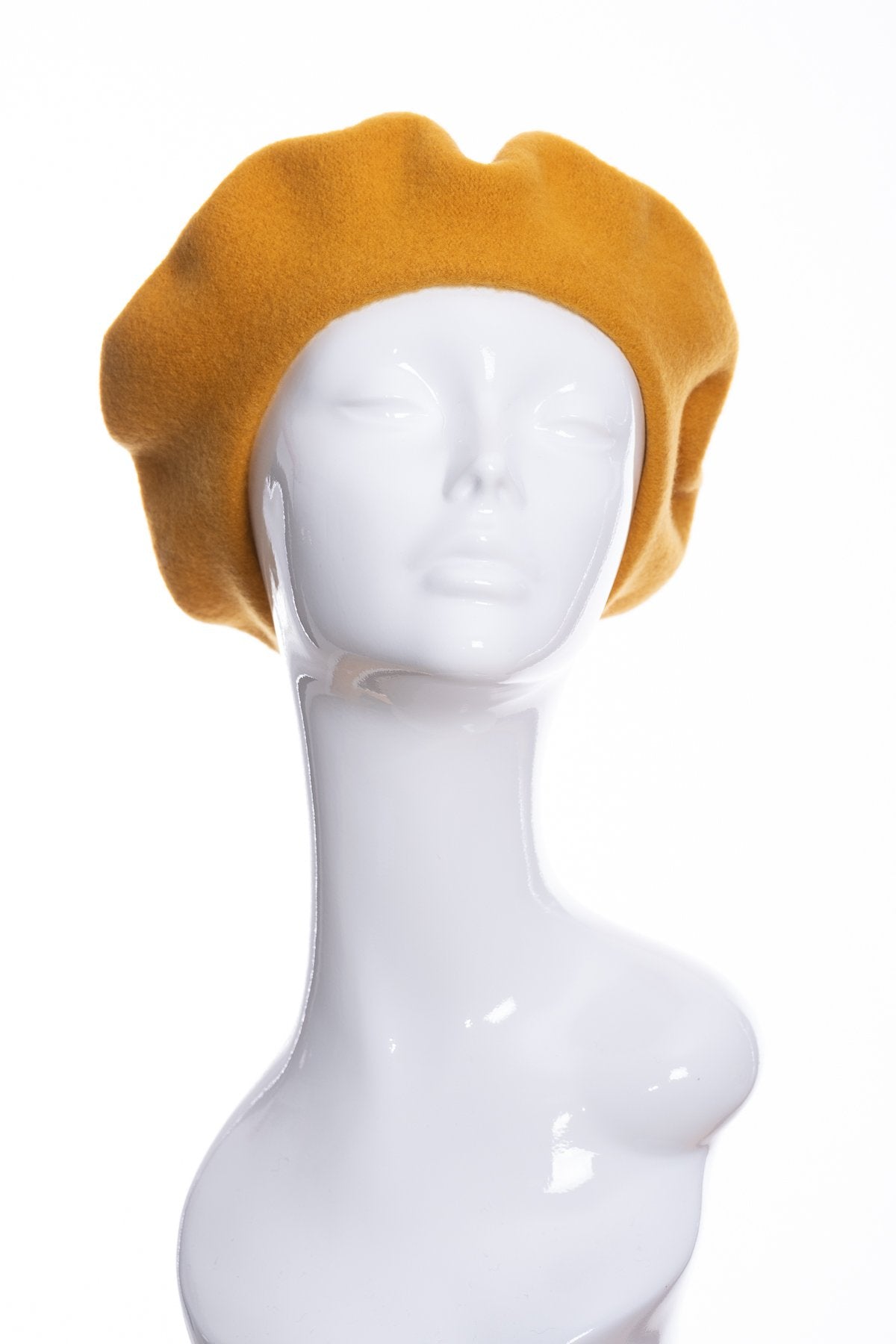Kopka merino wool classic beret, gold, front view