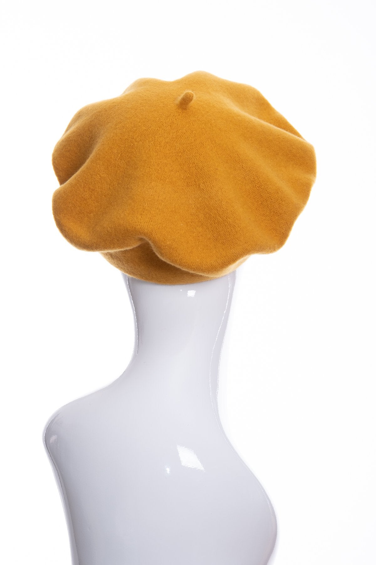 Kopka merino wool classic beret, gold, rear view
