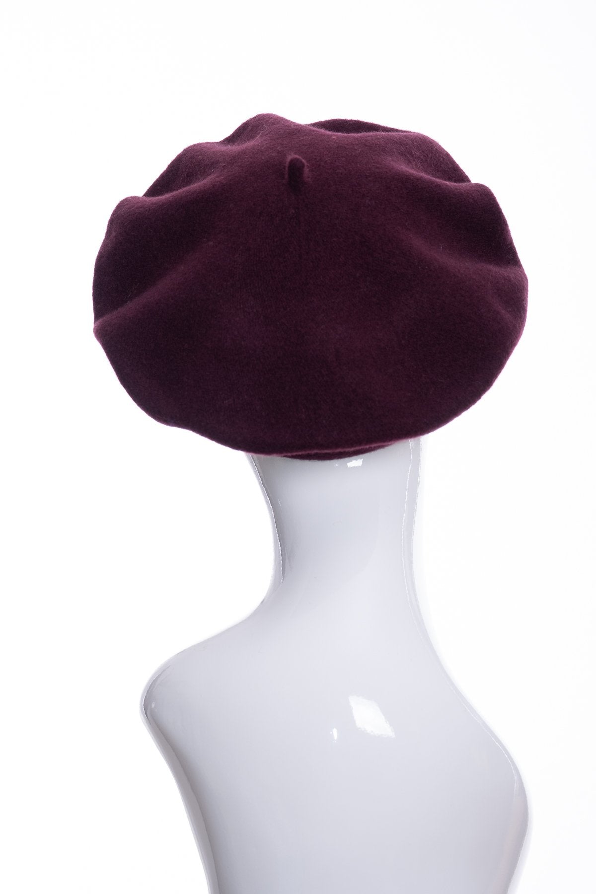 Kopka merino wool classic beret, bordeaux, rear view