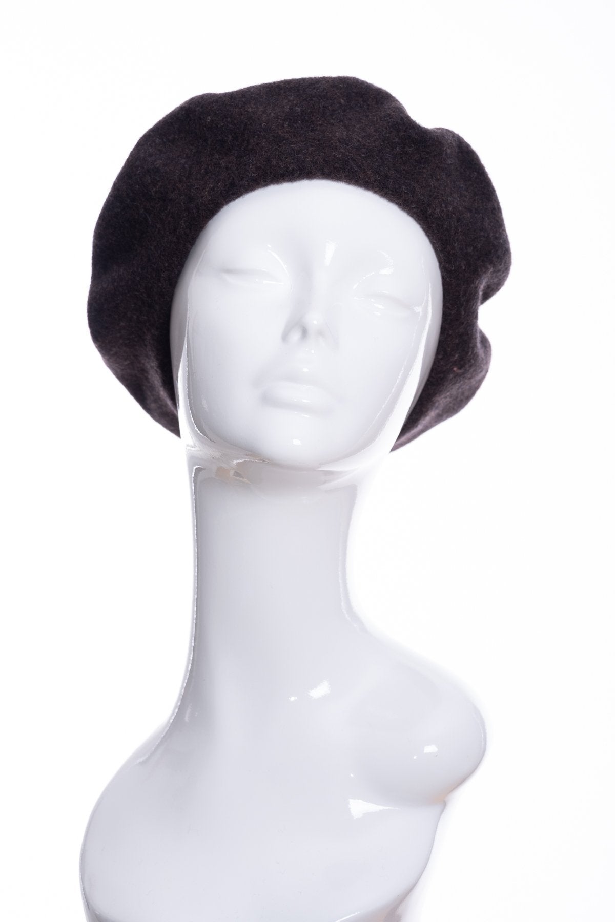 Kopka merino wool classic beret, brown marl, front view