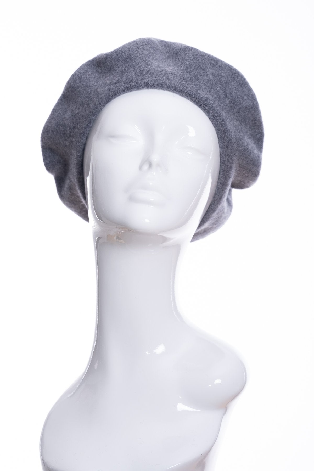 Kopka merino wool classic beret, grey marl, front view