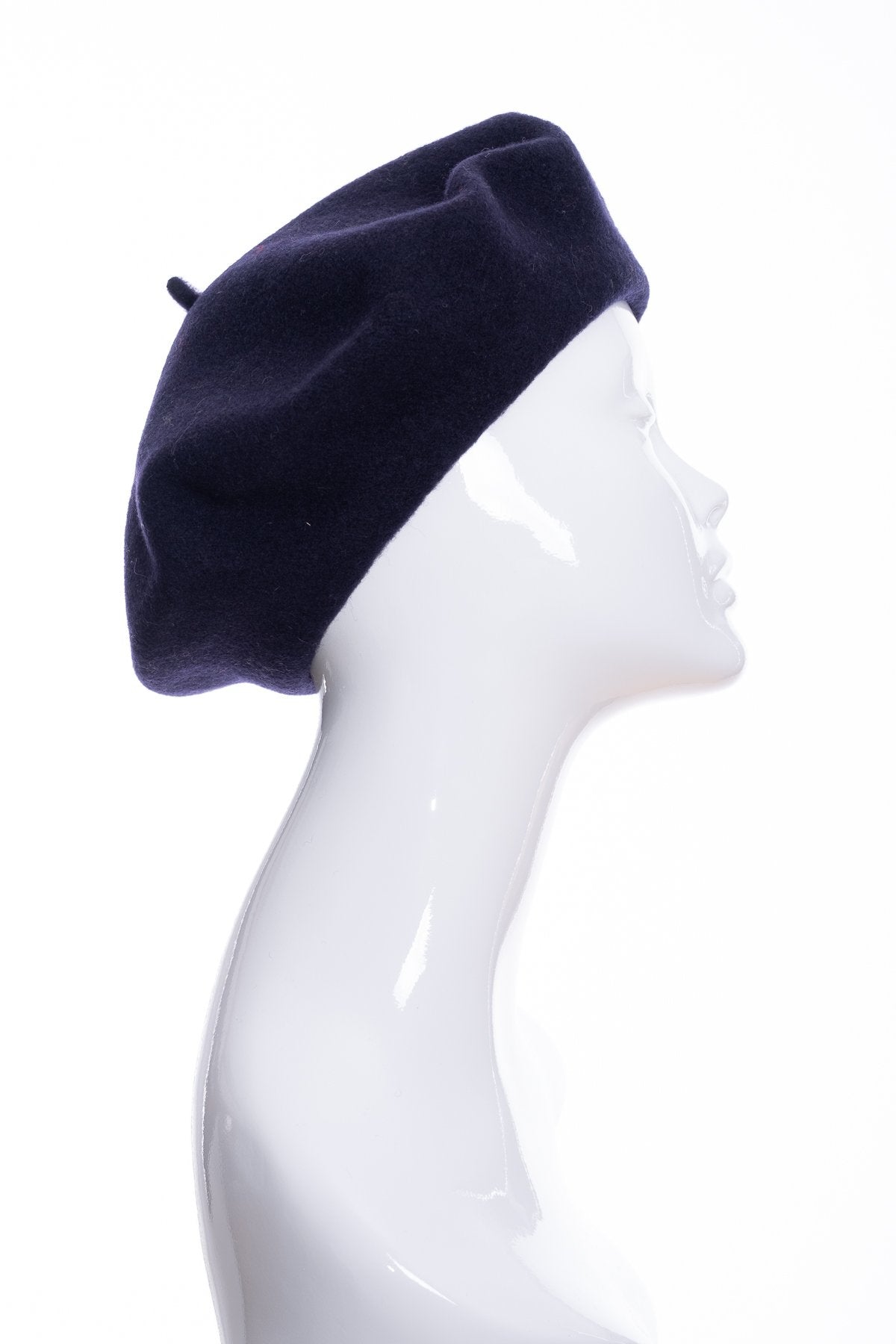 Kopka merino wool classic beret, navy, side view