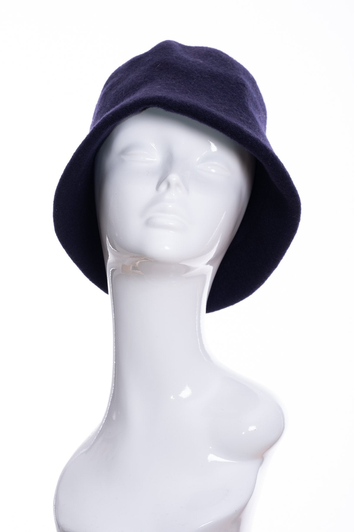 Kopka merino wool cloche hat, navy blue, front view