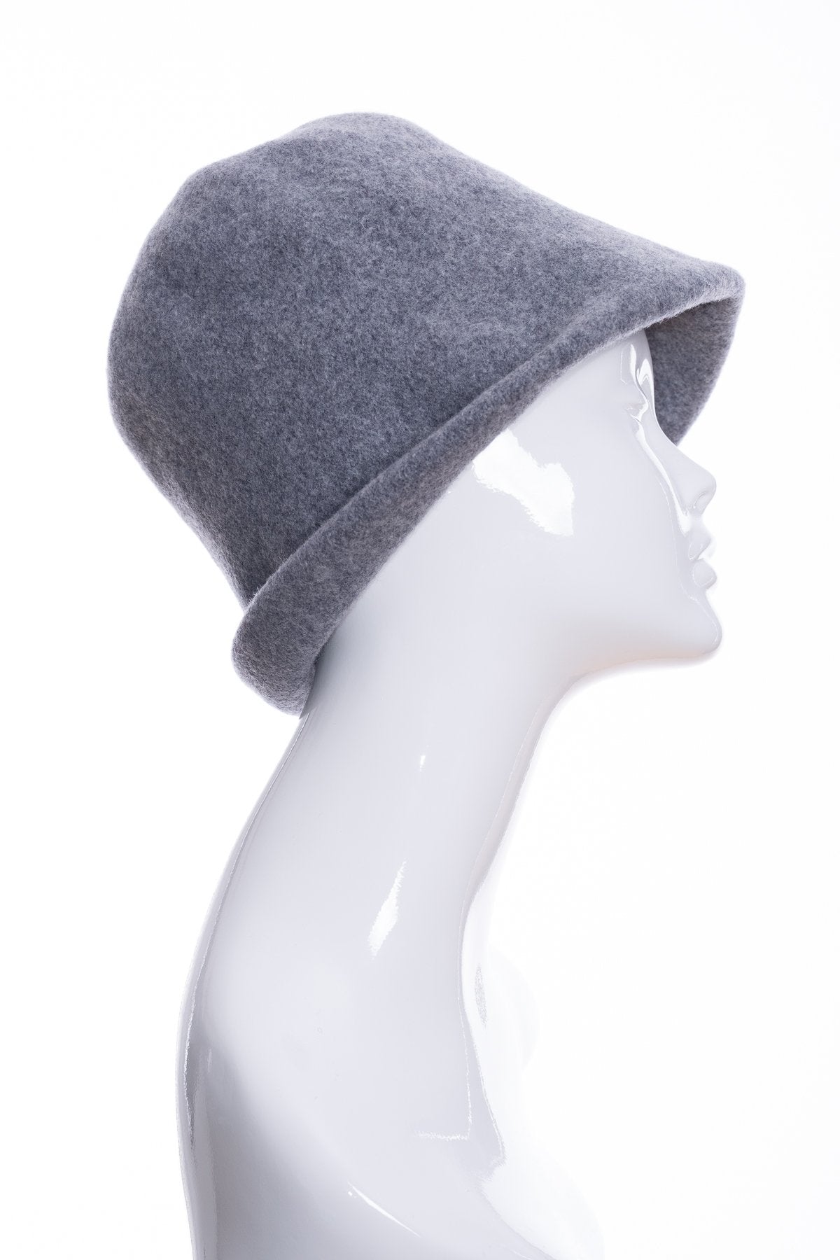 Kopka merino wool cloche hat, grey marl, side 1 view