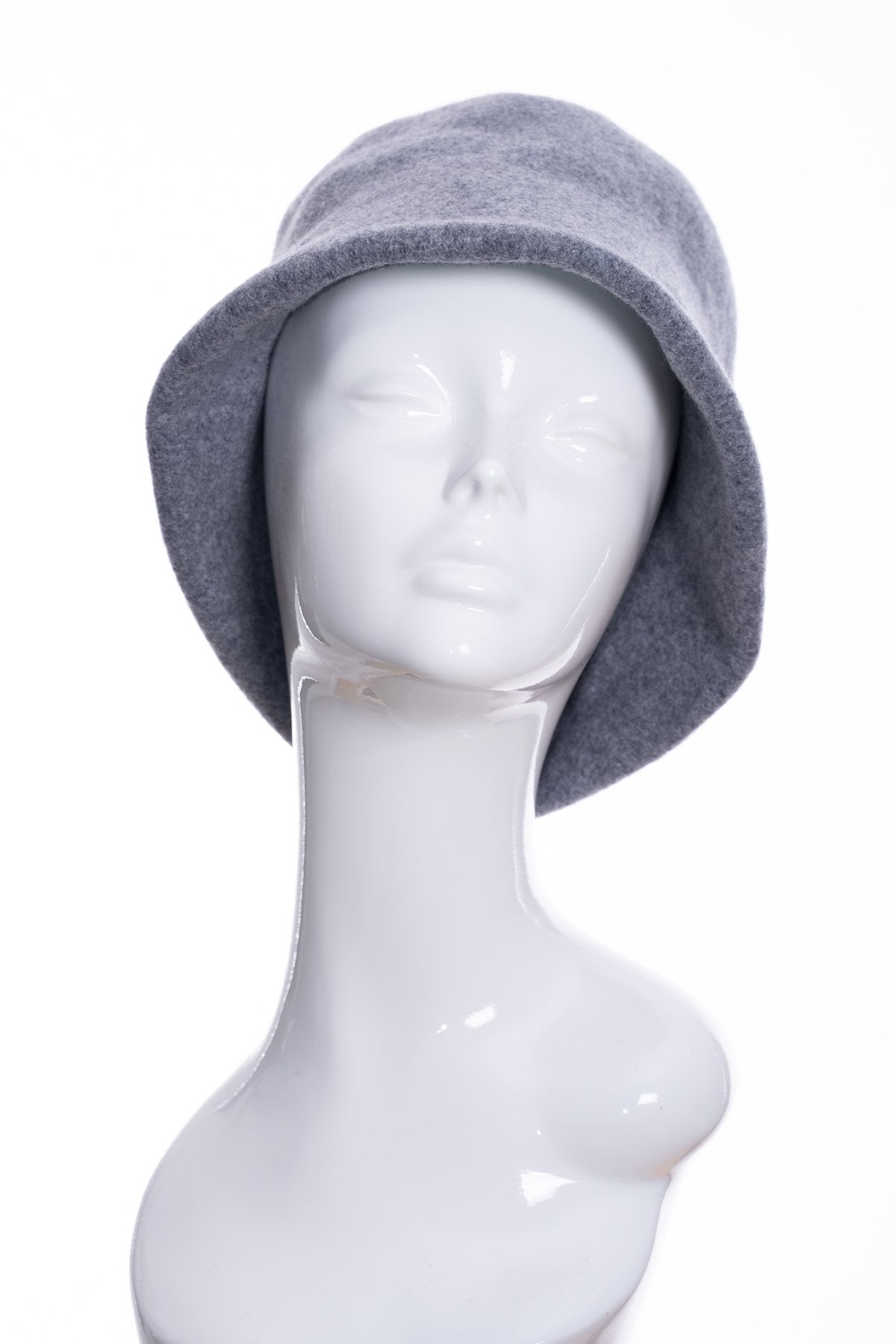 Kopka merino wool cloche hat, grey marl, front view