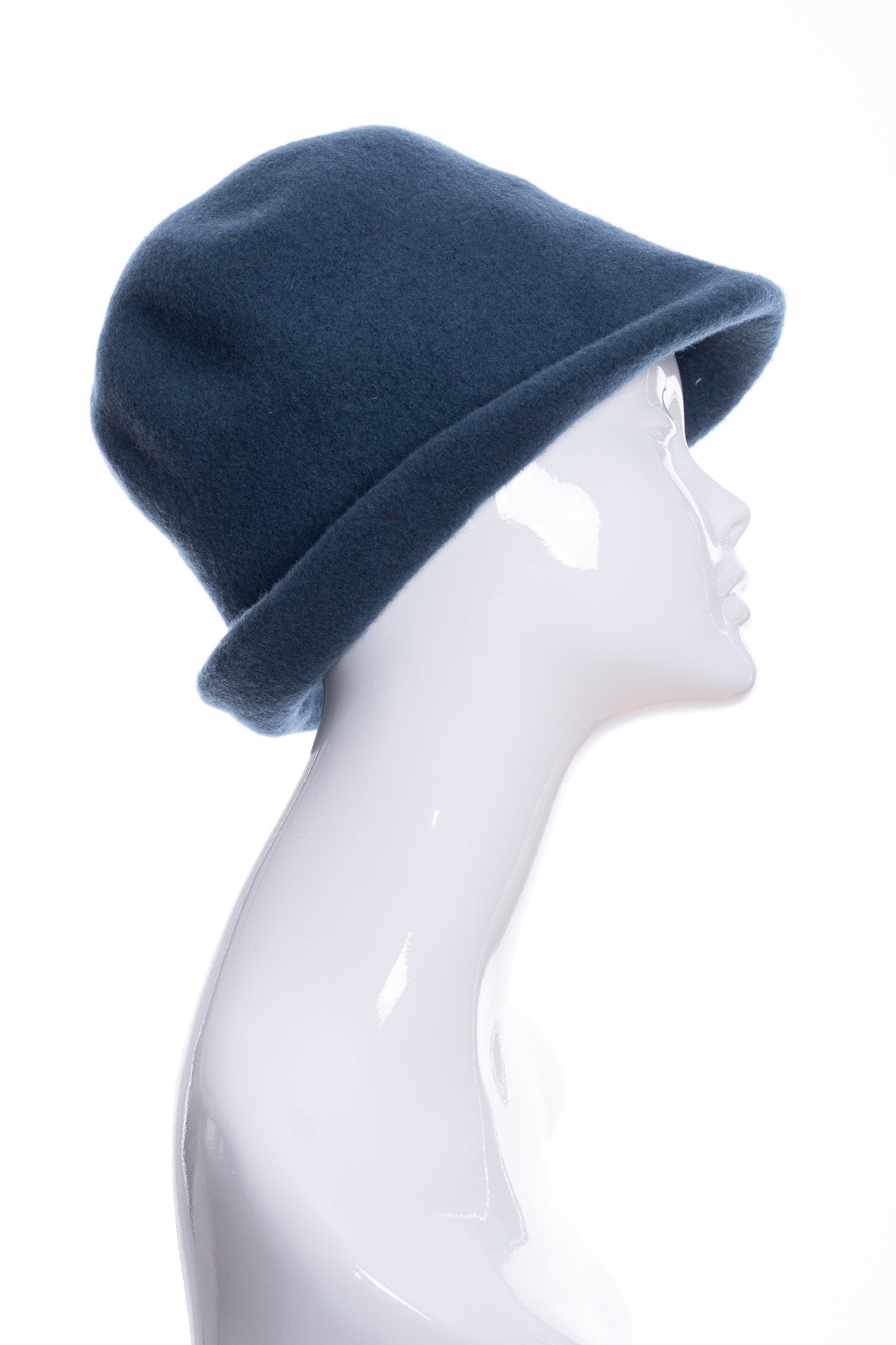 Kopka merino wool cloche hat, teal, side 1 view