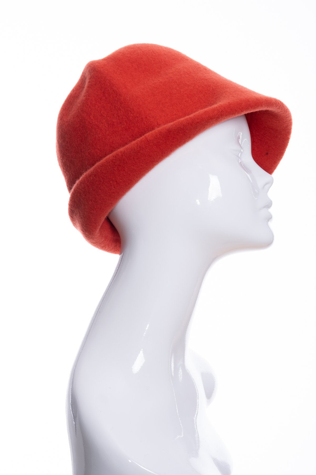 Kopka merino wool cloche hat, rust, side 1 view