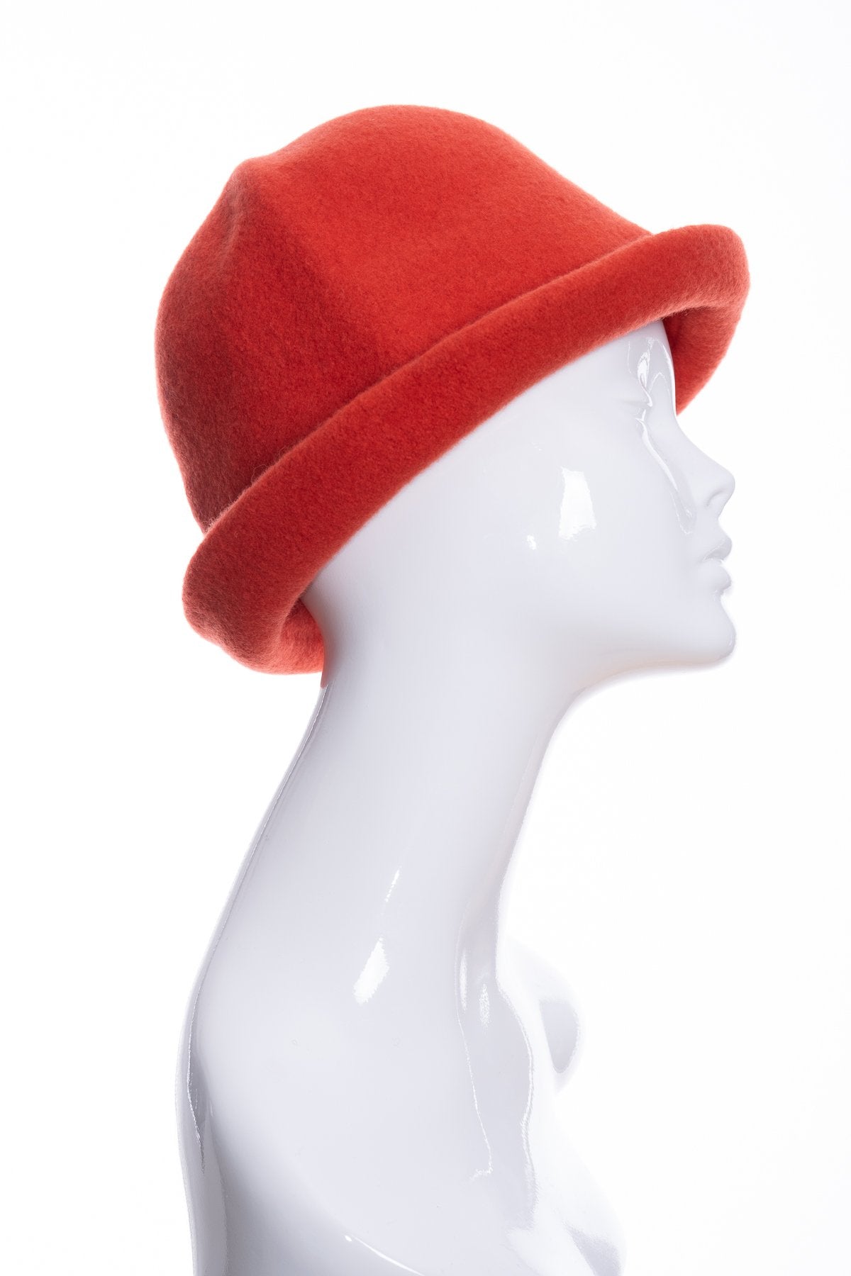Kopka merino wool cloche hat, rust, side 2 view
