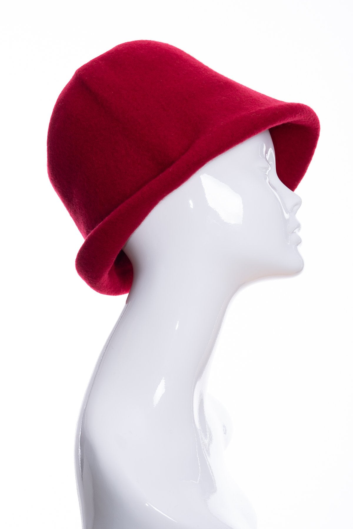 Kopka merino wool cloche hat, cherry, side 1 view