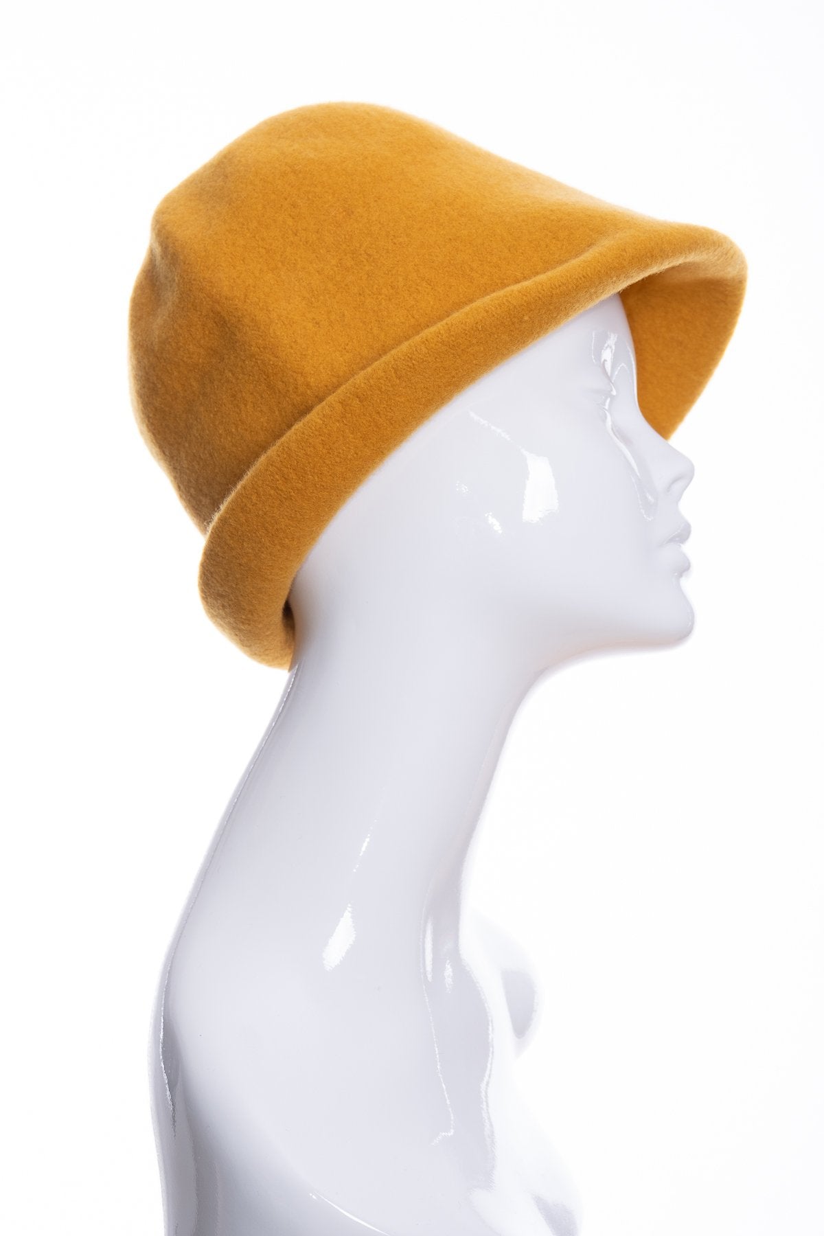 Kopka merino wool cloche hat, gold, side 1 view