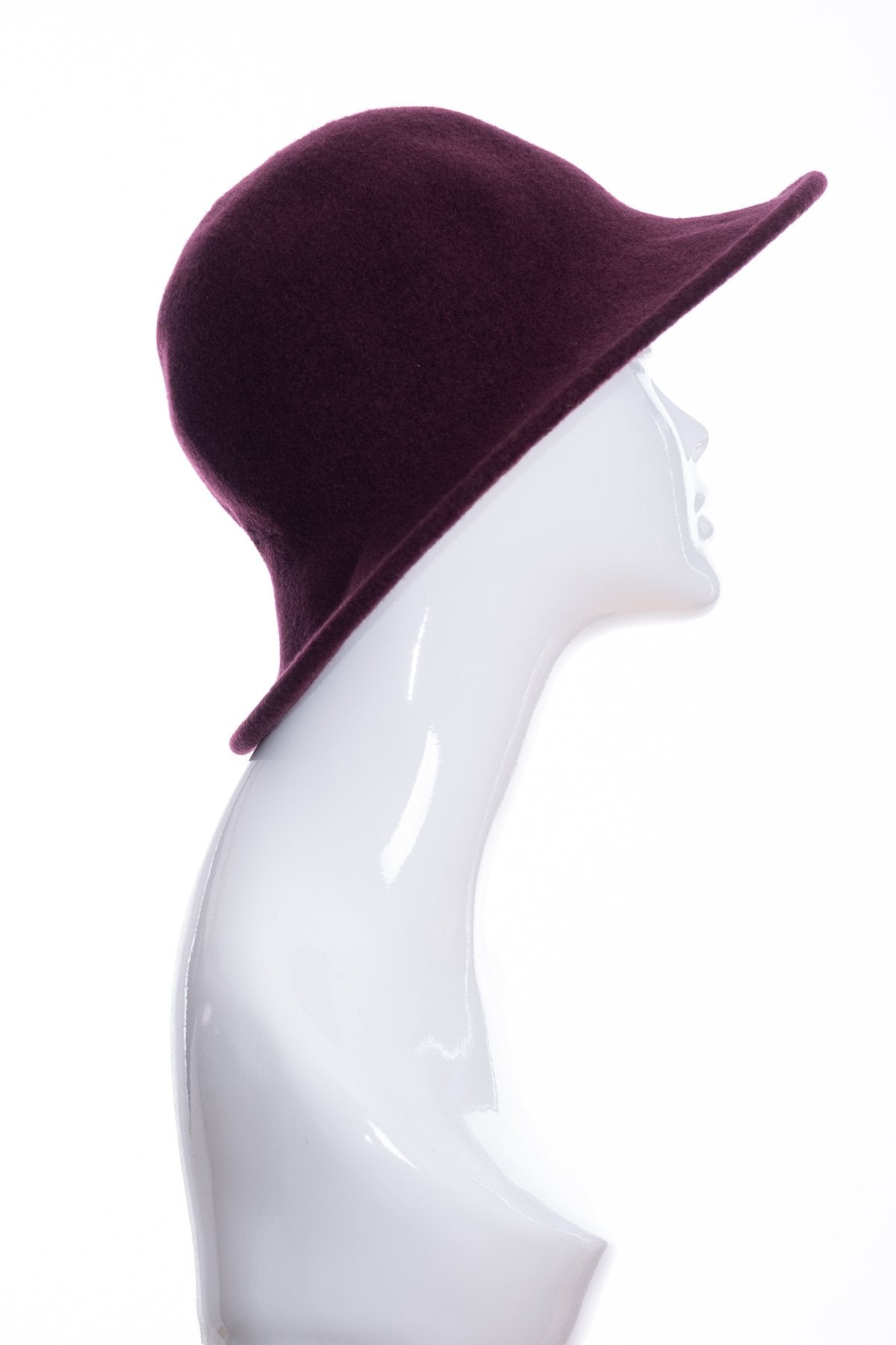 Kopka merino wool wide brimmed hat, bordeaux, front view