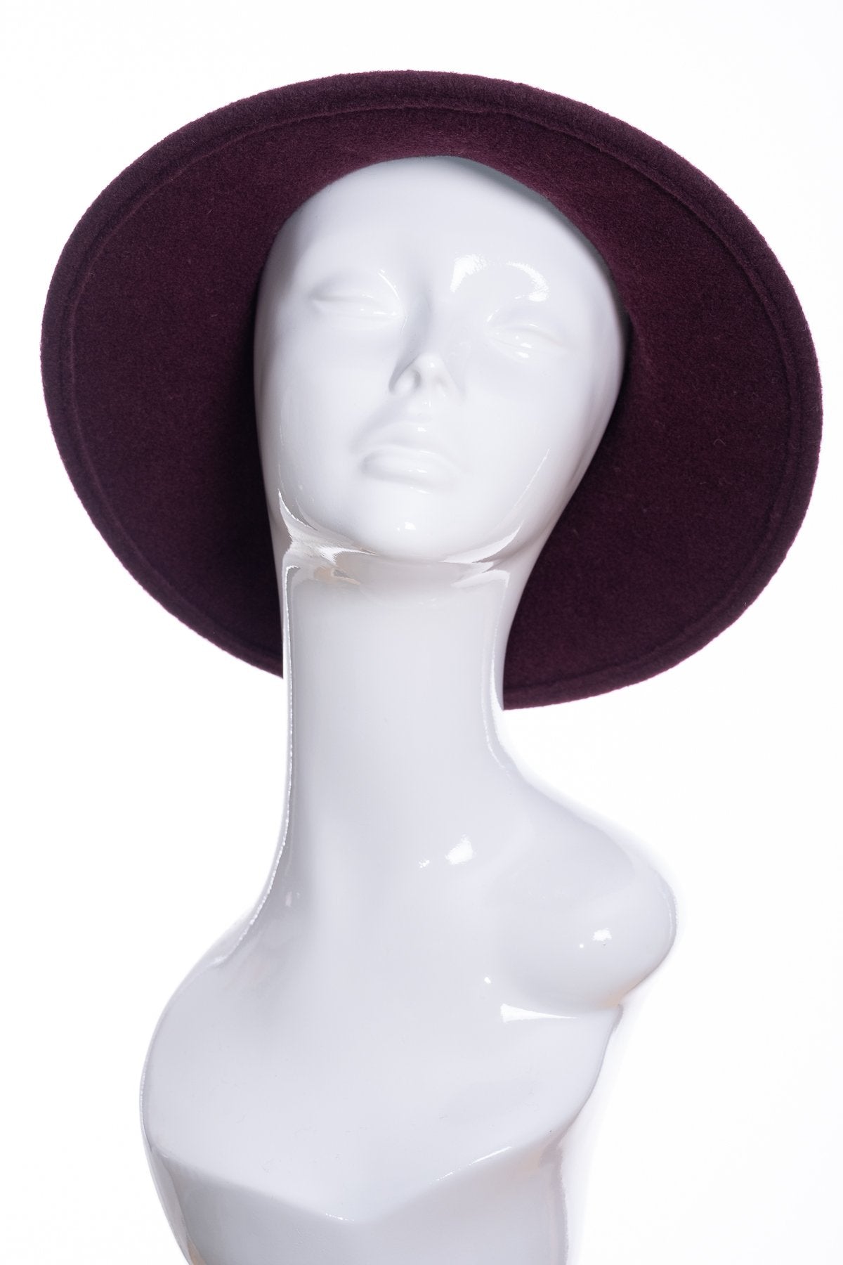 Kopka merino wool wide brimmed hat, bordeaux, side view