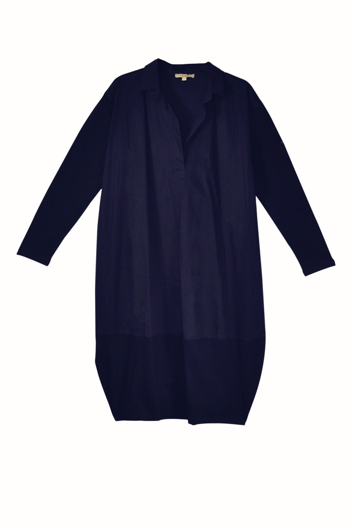 Humility tunic, navy, front view