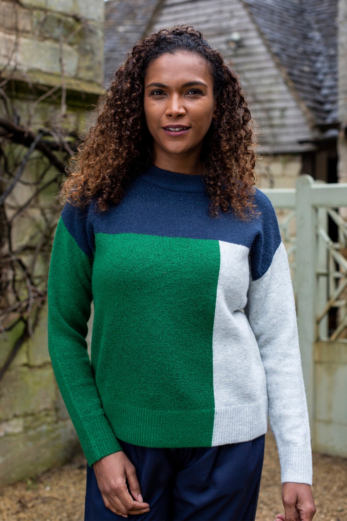 Colour block jumper, navy