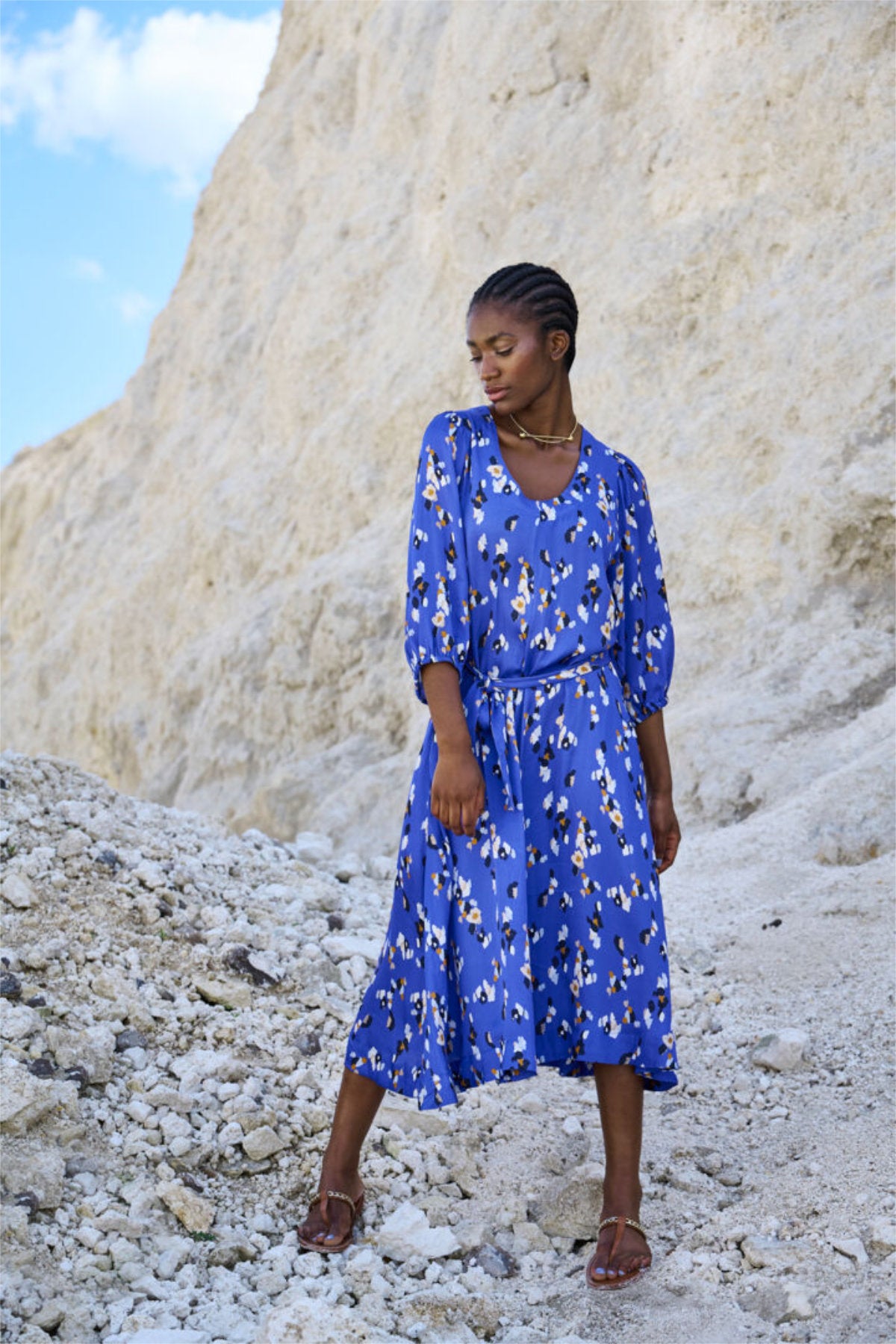 Emilia day dress, cornflower