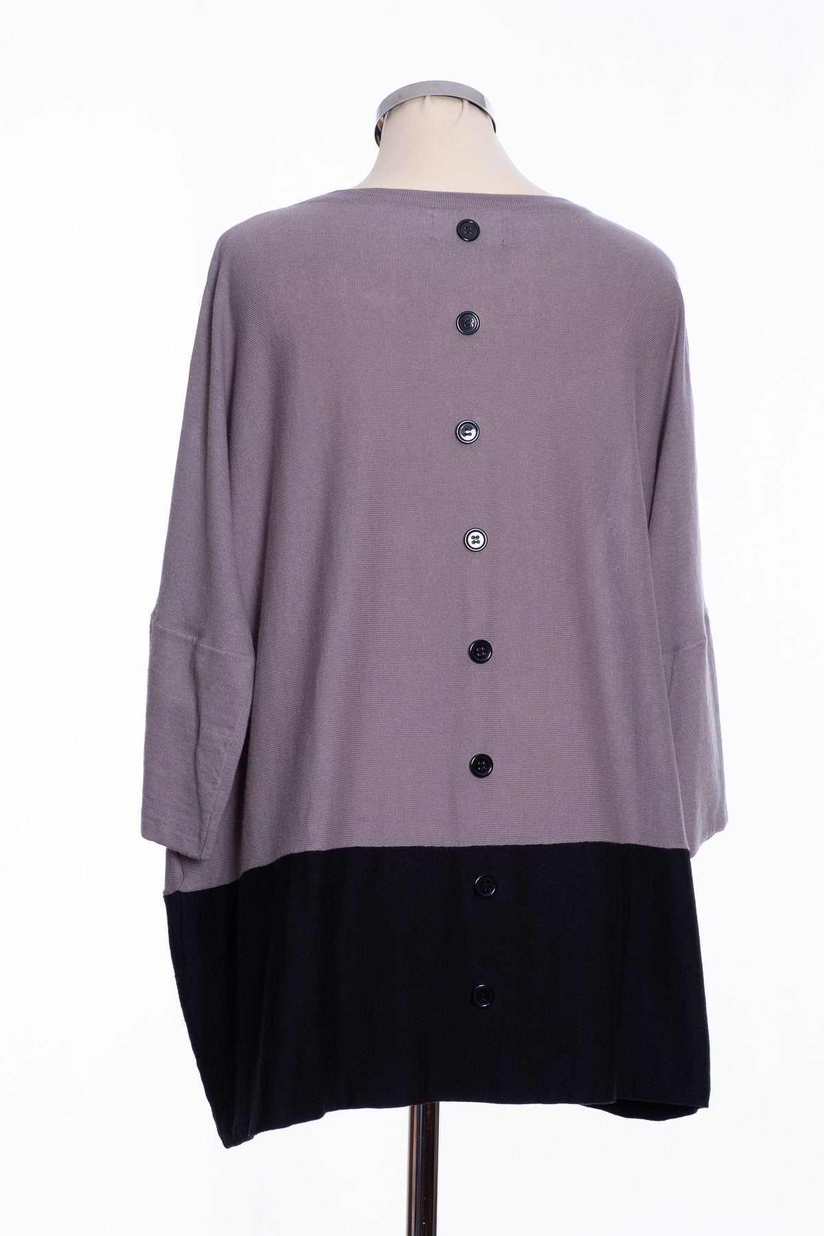 Ginger Toby Joss colour block jumper, mink and black, rear view