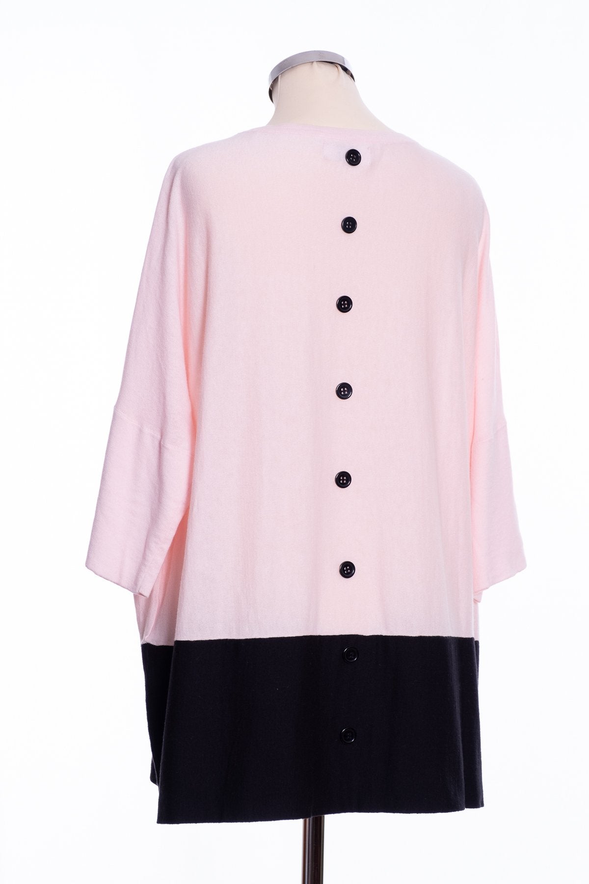 Ginger Toby Joss colour block jumper, pale pink and black, rear view