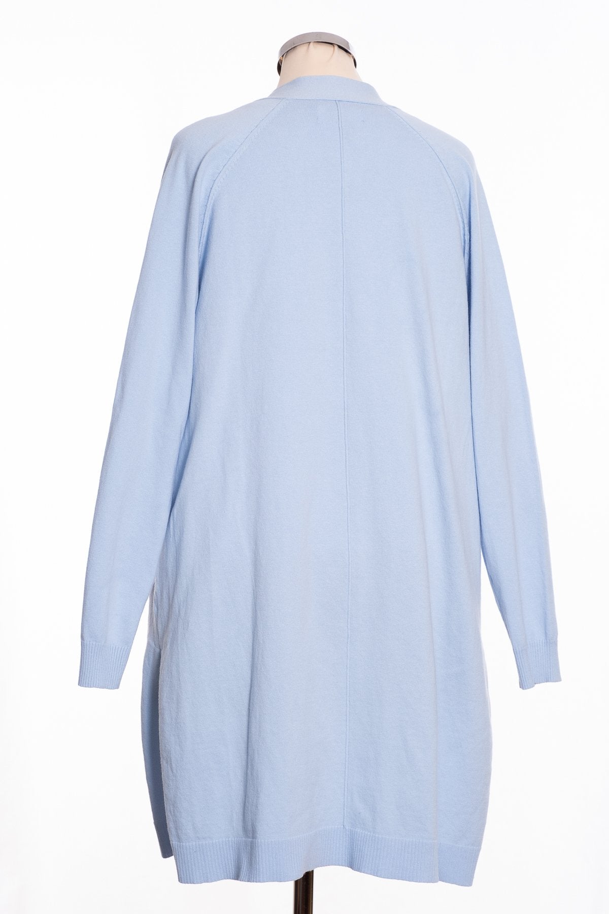 Ginger Toby Joss long line cardigan, pale blue, rear view