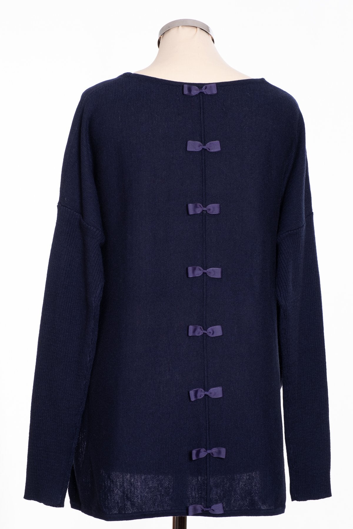 Ginger Toby bow back jumper, navy, rear view