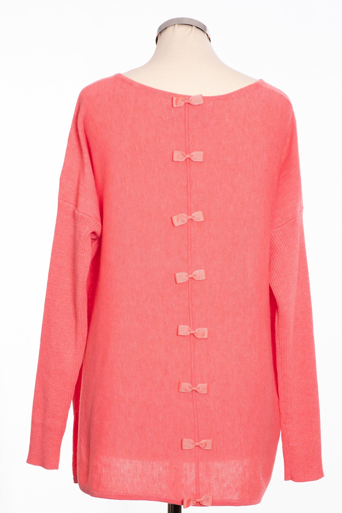 Ginger Toby bow back jumper, coral, rear view