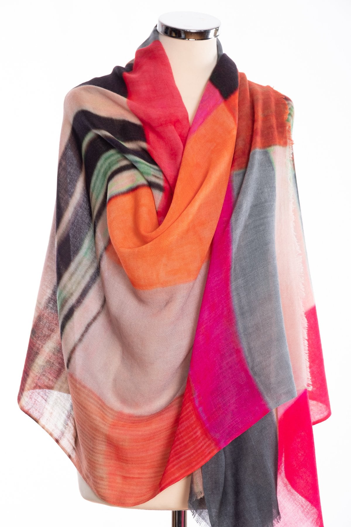 Kapre colour block scarf, pink, wrap view