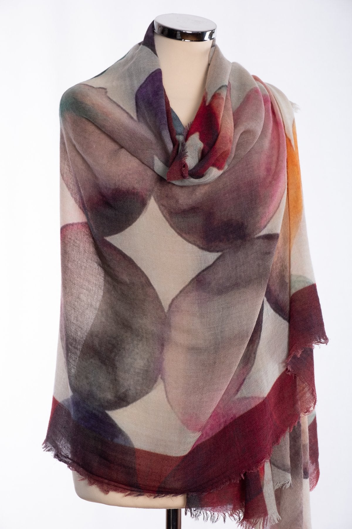 Ombre circles design scarf, wine, wrap view