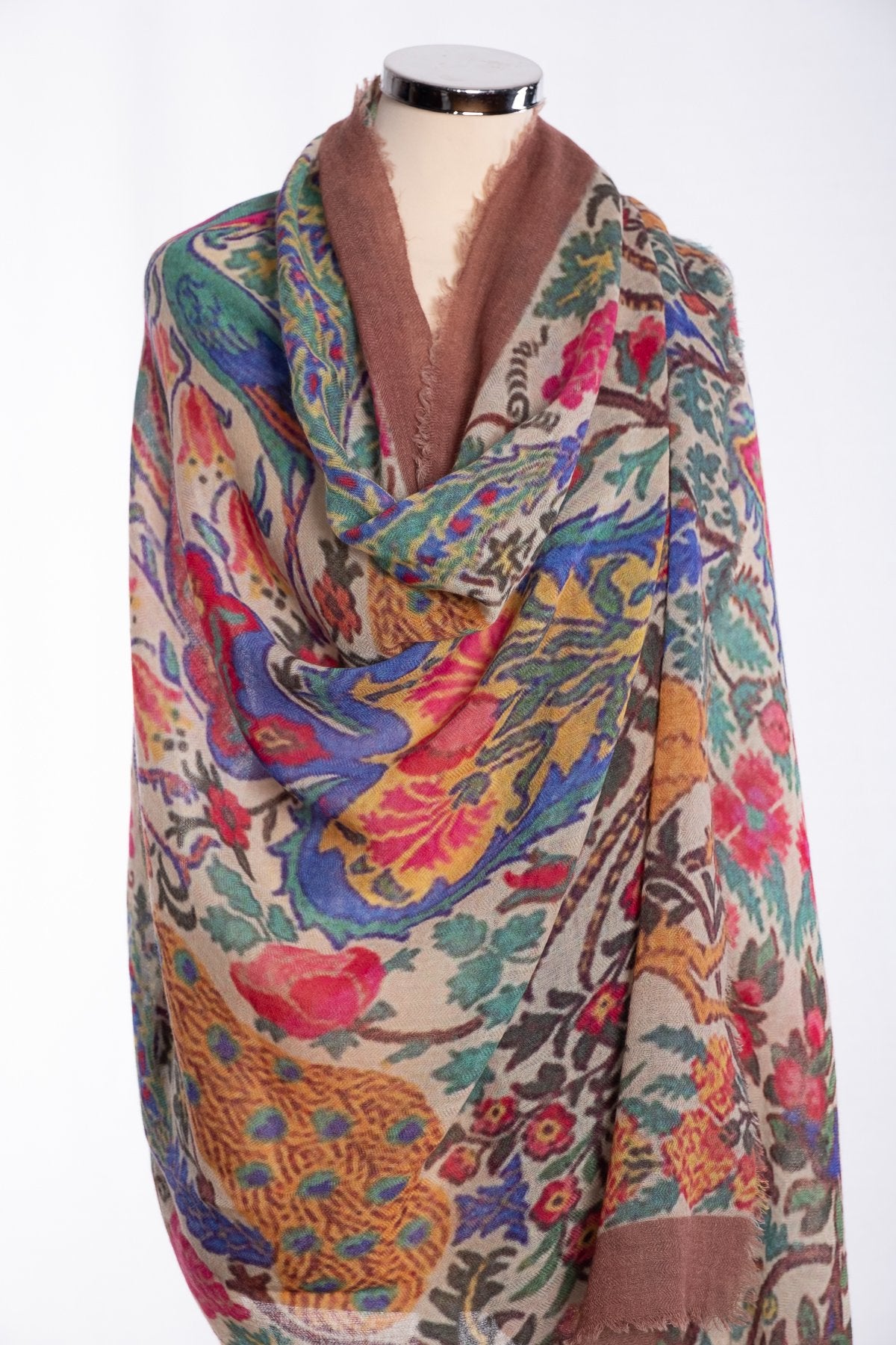 Ombre tree of life scarf, brown, wrap view