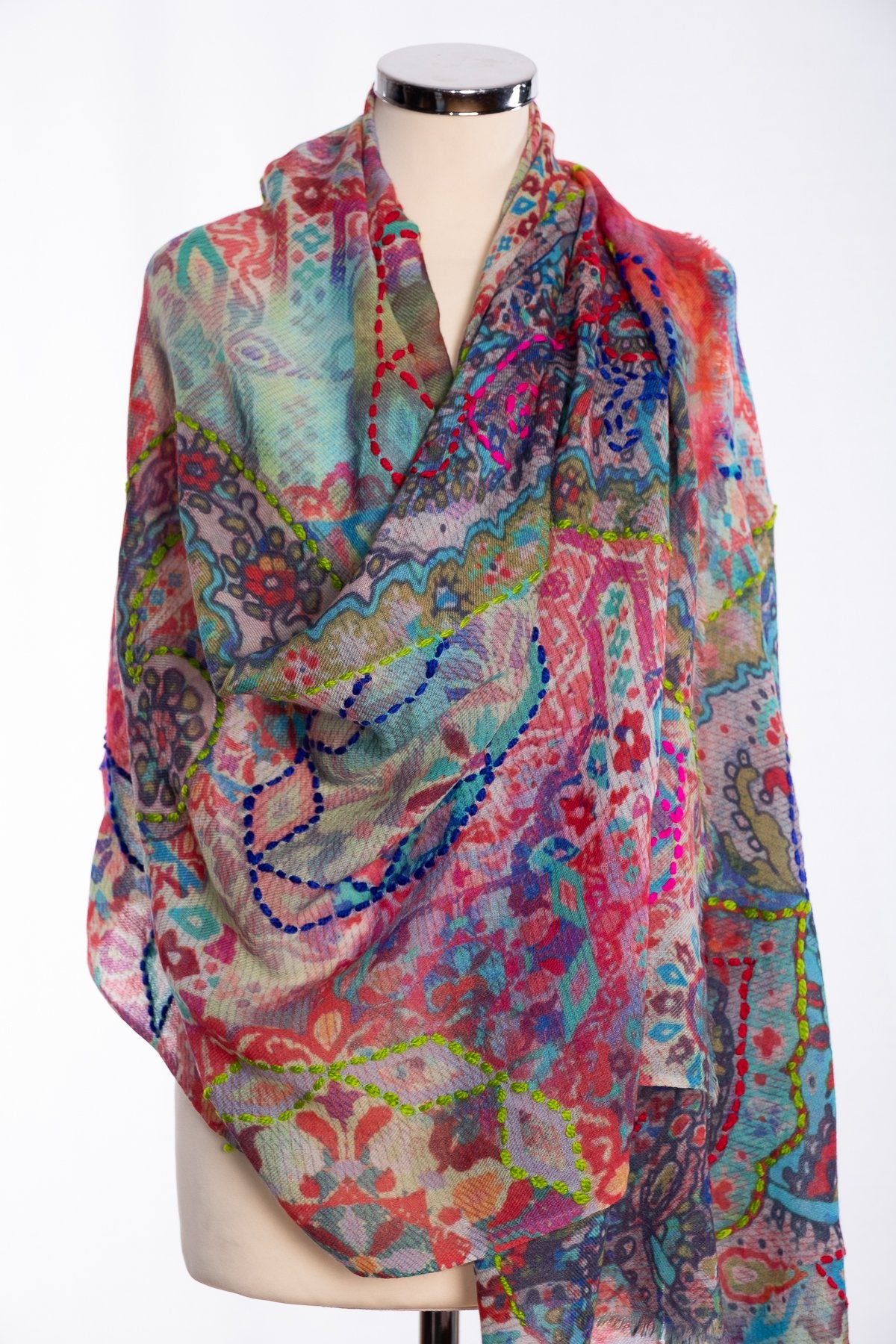 Ombre tapestry design scarf, multi colour, wrap view