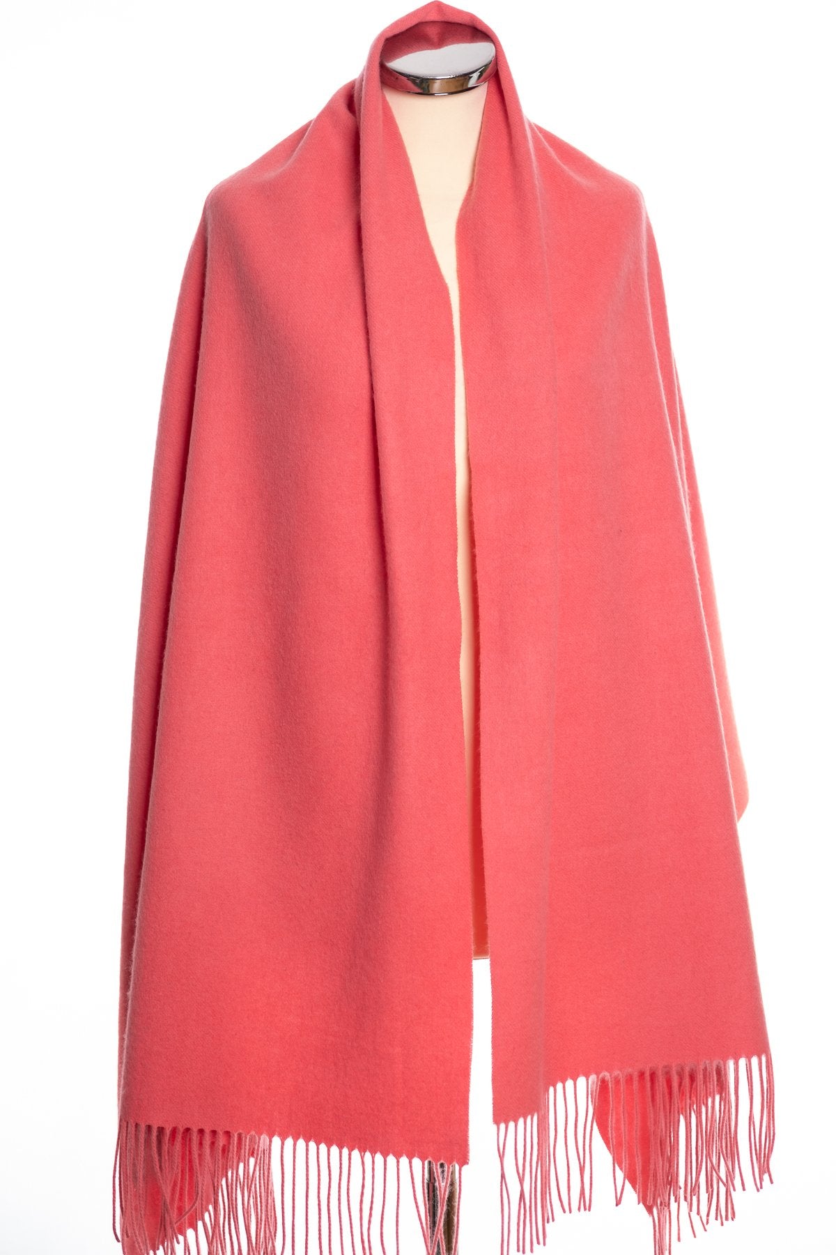 mbyM lambswool stole, coral, throw view